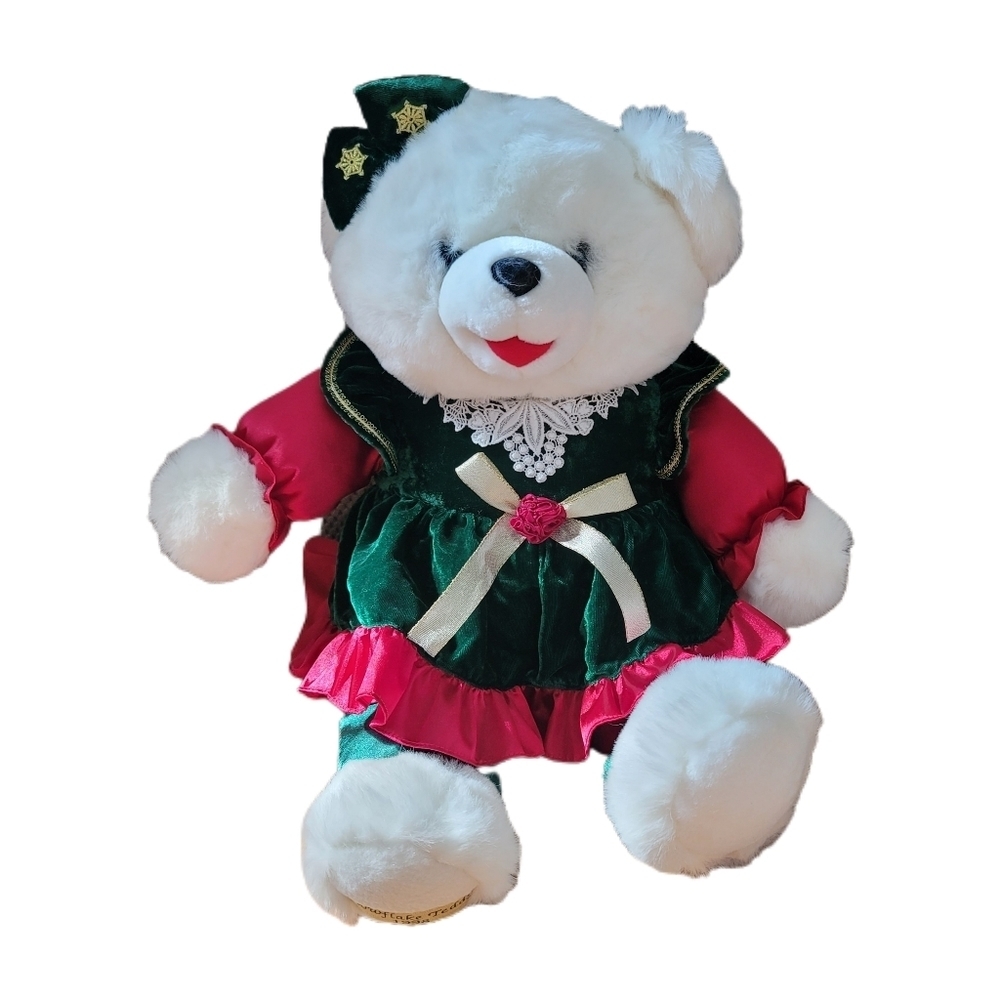Vintage Snowflake Teddy 1998 Plush 23" Christmas Girl TB Trading Co